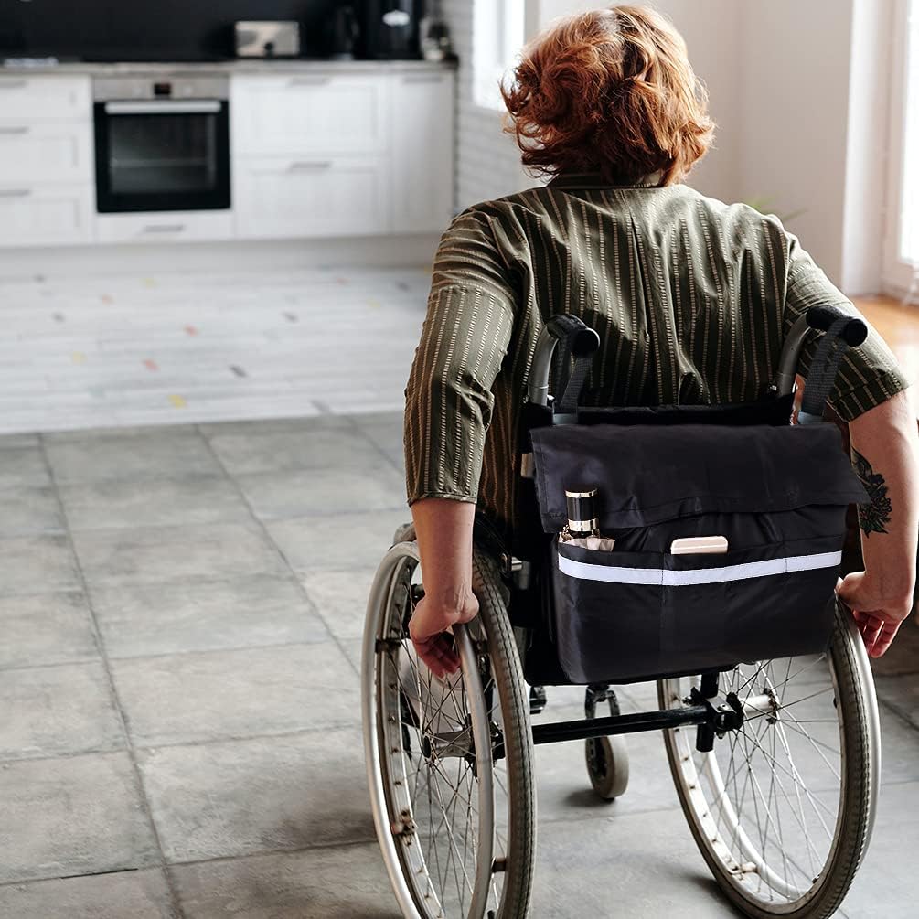 Wheelchair Back Bags and Accessories, Wheelchair Big Pack Large Capacity to Hang on Back Black Storage Organizers for Mothers Fathers Day Gifts for Home/Outdoor/Car (New Back Bag): Health & Personal Care