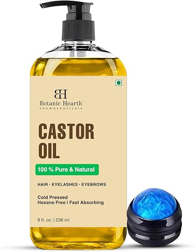 Botanic Hearth Castor Oil 8 Fl Oz Cold Pressed Hexane Free for Hair Eyelashes