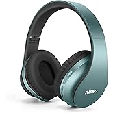 TUINYO Wireless Headphones Over Ear, Bluetooth Headphones with Microphone, Foldable Stereo Wireless Headset- Silver Blue