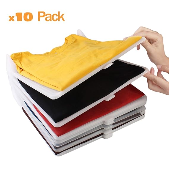 Organizador de camisetas, ropa, armario. Resistente y 100% reciclable. Antihumedad y Antiarrugas. Organiza camisas, cajoneras, estanterías, armarios. Pack 10