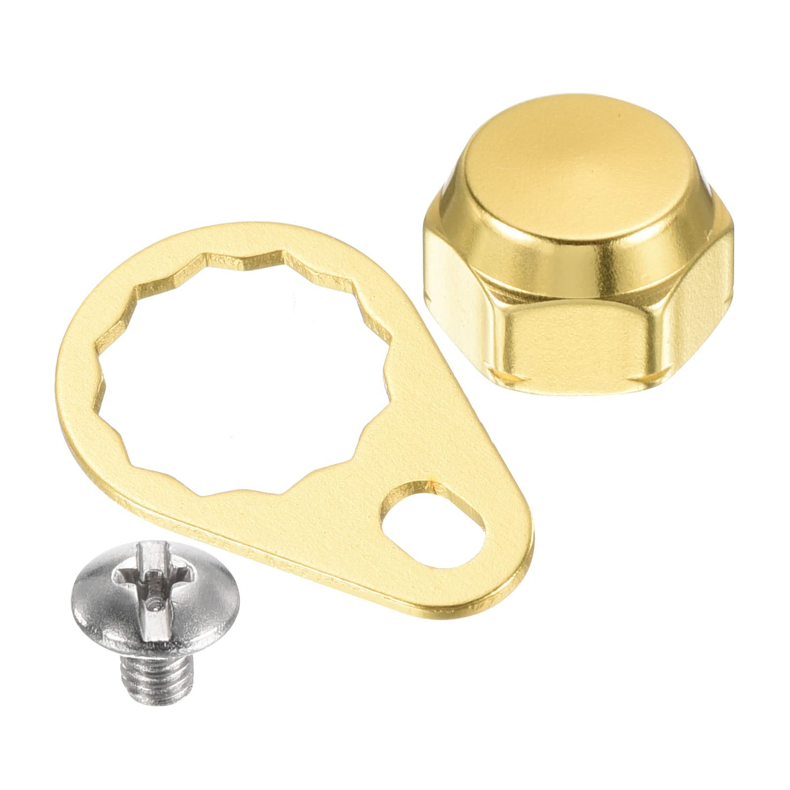 PATIKIL Fishing Reel Screw Nut Locking Plate, Left Handle Locking Caps Screw M8 Nut Replacement for DIY Fishing Accessories, Gold