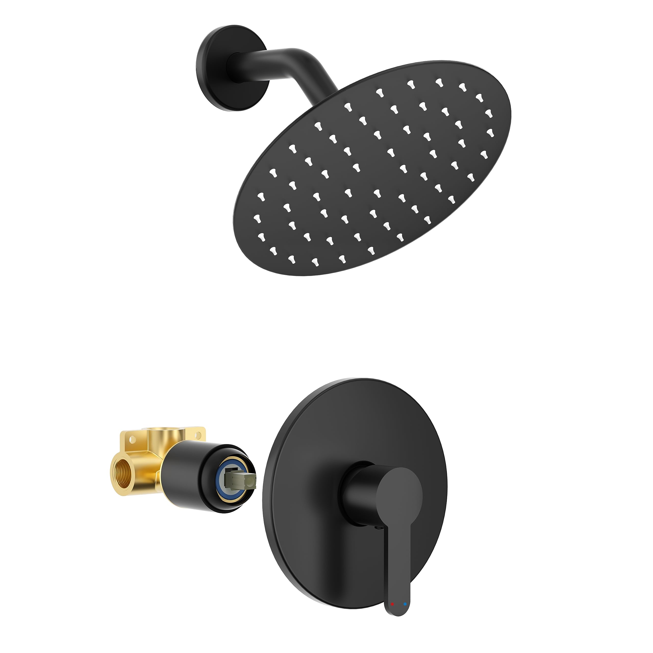 Photo 1 of Holispa Shower Faucet, Black Shower Faucet Set with 8-Inch Rainfall Shower Head, Single-Handle Shower Trim Kit Included Shower Valve, Matte Black