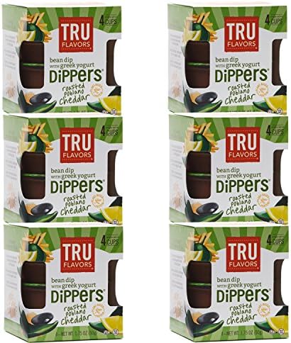 Truitt Family Foods Tru Flavors Roasted Poblano Cheddar Hummus Cups, Non-GMO, Plant Protein 1.75 Ounce, 4 Count (Pack of 6)