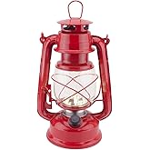 Vintage LED Hurricane Lantern, Warm White Battery Operated Lantern, Antique Metal Hanging Lantern with Dimmer Switch, 15 LEDs