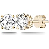 SugarTang Earrings for Women, Moissanite Diamond Yellow Gold Earrings for Mom, S925 Sterling Silver Earrings, Hypoallergenic Stud Earrings for Women