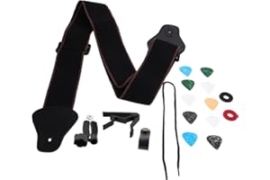 OSOLADY Guitar Strap with Capo Picks Buckles Cotton Sling for Acoustic Electric Bass Guitars Random Color