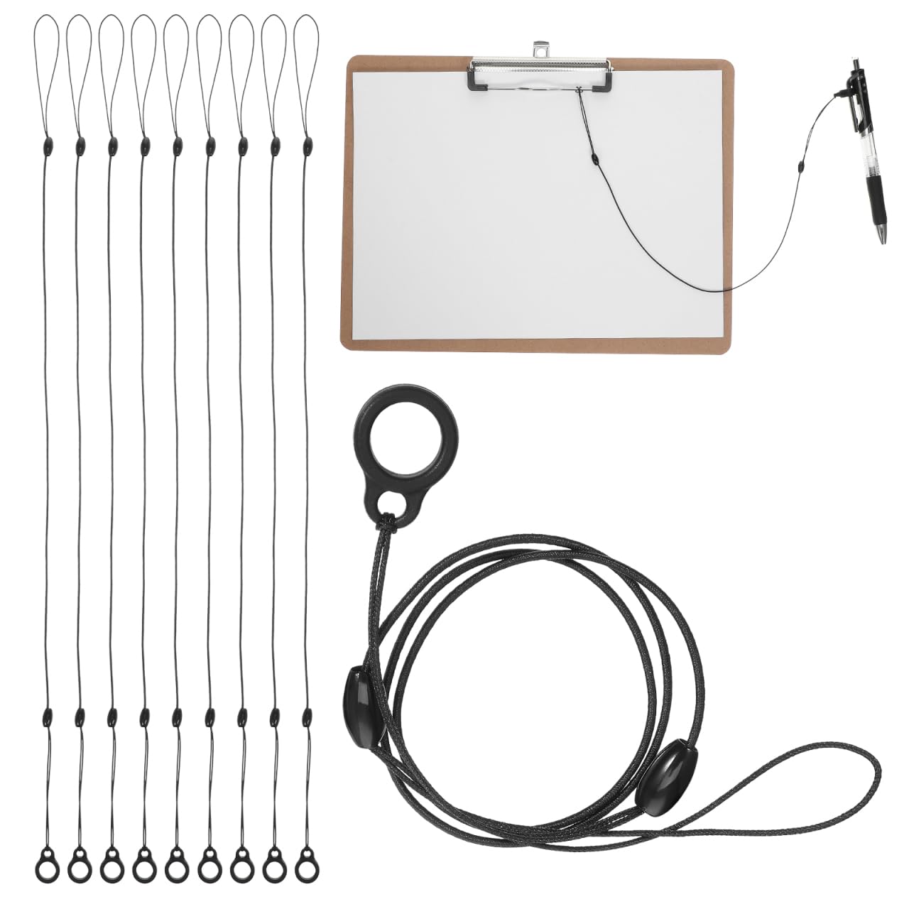 COHEALI 10 Pack Anti-Lost Pen Lanyard 43cm Retractable Elastic Rope with 8mm Silicone Ring Heavy Duty Stretchy Pen Holder for Stylus & Office