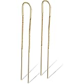 Altitude Boutique Threader Chain Earrings for Women | Gold Vermeil or Sterling Silver Long Dangle Earrings | Gold Drop Earrings Long Chain Earrings for Women, Dangle Earrings