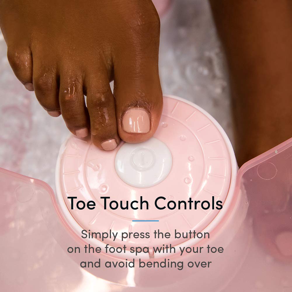 Foot Bath with Heat Maintenance | Foot Massager with Bubbles | At Home Portable Pedicure Foot Soak | Pink (Heat Maintenance): Beauty