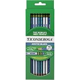 Ticonderoga Wood-Cased Pencils Pre-Sharpened, Arctic Blues, 10 Count | Ideal for writing, drawing, schoolwork, classrooms and office use