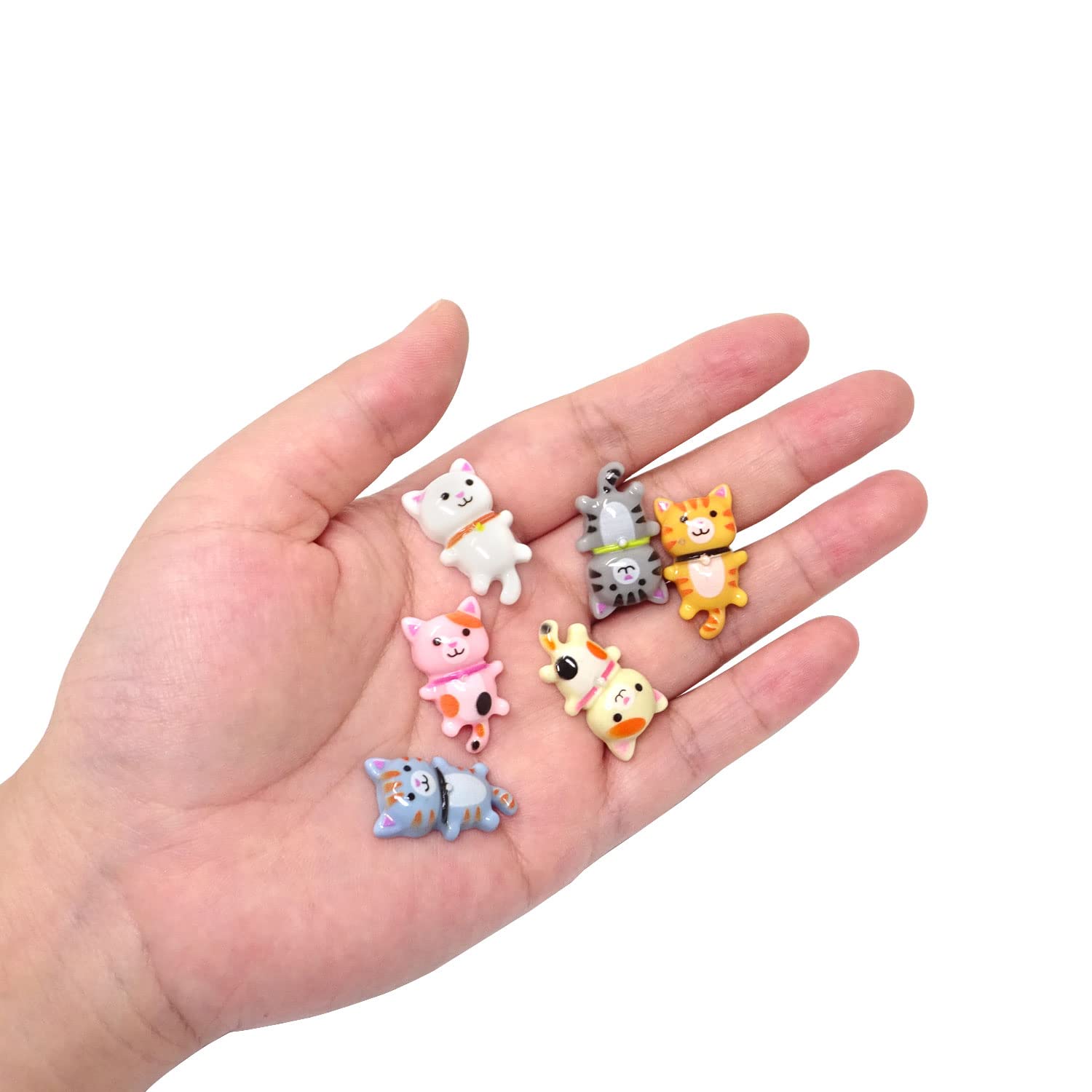 Honbay 60PCS Resin Cat Slime Charms Cartoon Animal Flatbacks Buttons Crafts Embellishment for DIY Hair Clips Phonecase Jewelry Making (6 Color)