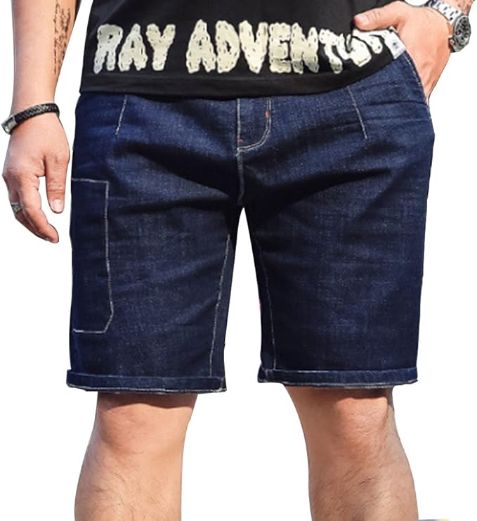 mens denim shorts with elastic waist and drawstring