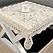 yazi Handmade Crochet Doilies Flower Tablecloth Cotton Sofa Doily Hollow Table Cover Home Décor Beige Color 23.6inch