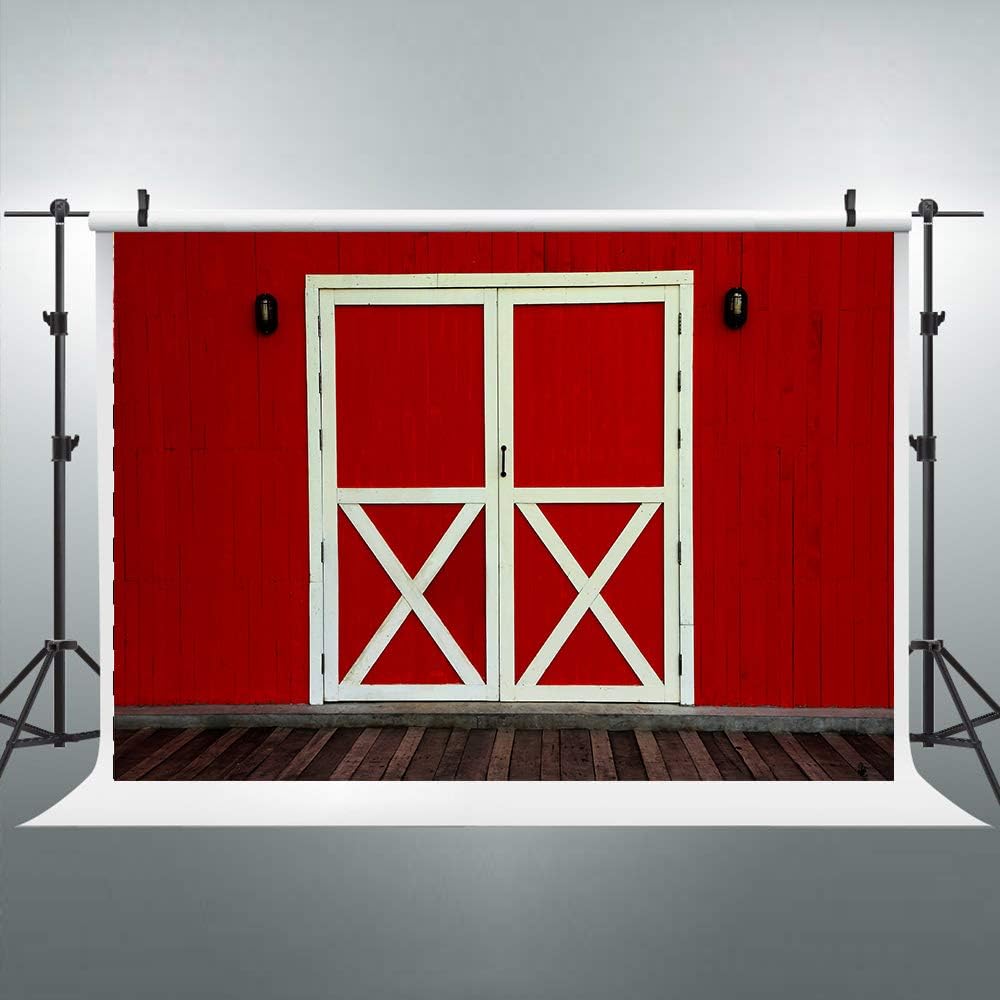 Riyidecor Red Barn Door Backdrop Rustic Farm Wooden Wall