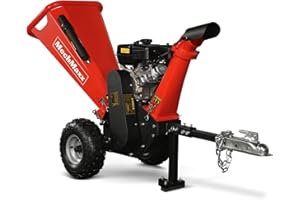 MechMaxx 4 inch DUCAR 212cc 7HP Gasoline Engine Powered Wood Chipper Shredder with Tow Bar, 4" Max Chipping Diameter Capacity, Emergency Stop Button, Model GS650