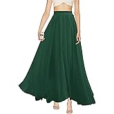 v28 Women Full/Ankle Length Elastic Pleated Retro Maxi Chiffon Long Skirt
