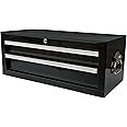 Workington Industrial 2 Drawers Portable Metal Intermediate Box, 26" Middle Tool Chest Cabinet with Ball Bearing Drawer Slides, Steel Tool Storage Box Organizer 4008 Black