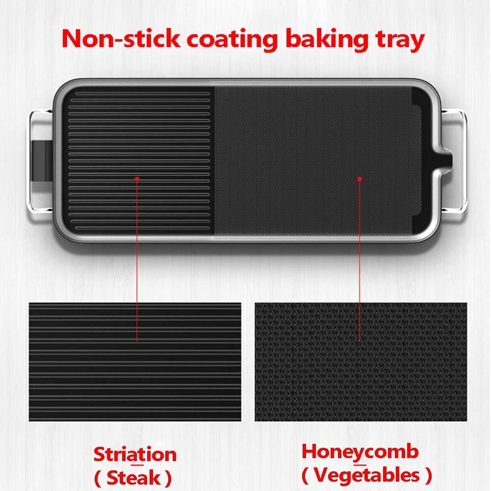 review Griddle Electric Smoke-Free Electric Barbecue Grill Indoor, Non-Stick Teppanyaki Grill with Adjustable Heat Control And Cool Touch Handles, for Camping Indoor Outdoor, 3 Sizes, Black,S