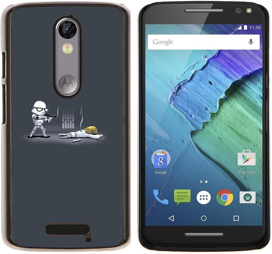 Cartoon Starwars - Aluminum Metal&Hard Plastic Back Case Cover - Black - Motorola Droid Turbo 2 / Moto X Force