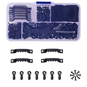 Topoox 25 Pieces Sawtooth Picture Frame Hanging 1.5” Hangers Double Hole with 100 Pieces 0.8” Photo Frame Turn Button with Screws, Black
