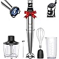 KOIOS Immersion Blender, 1100W Trigger Variable Speed Hand Blender, 5-in-1 Immersion Blender Handheld, Anti-scratch Stick Blender with Chopper, Whisk, Beaker and Frother, Non-BPA