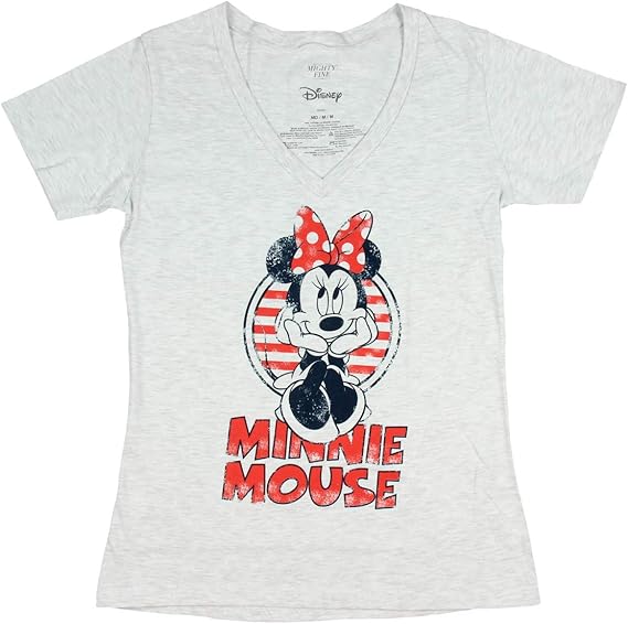 Amazon ディズニー ミニーマウスシャツ ジュニア アンティーク調グラフィック Vネックtシャツ Us サイズ X Small カラー グレー Tシャツ カットソー 通販