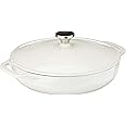 Lodge 3.6 Quart Enameled Cast Iron Round Casserole With Lid– Dual Handles – Oven Safe up to 500° F or on Stovetop - Use to Ma