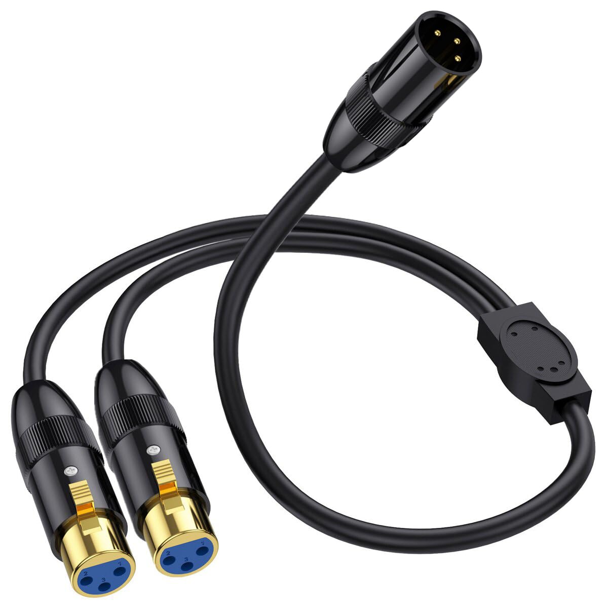 HUHANGGod XLR Y Splitter Cable Adapter, XL R Male To 2 Female Y Extension Cords, 3 Pin X LR Ma le to Dual Femal e Jack Splitter Cord Audio Adapter for Microphone Audio 50cm (1 Male To 2 Female)