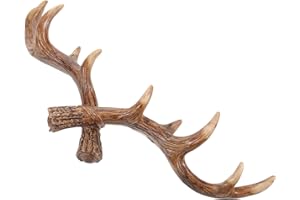 HAPINARY Vintage Large Dark Deer Antler Wall Hook Resin Coat Hanger Rustic Towel Rack with Key Holder