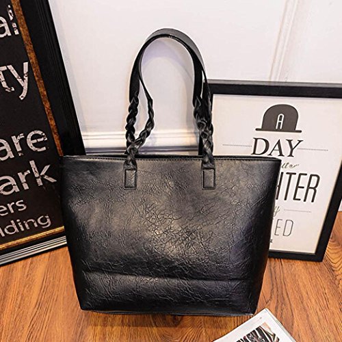 Todaies Hot Sale!Women's Leather Tassels Handbag Shoulder Messenger Bag Ladies Satchel Tote Bags 6 Colors 2018 (43cm(L)31(H)13cm(W), Black) - Thumbnail 4