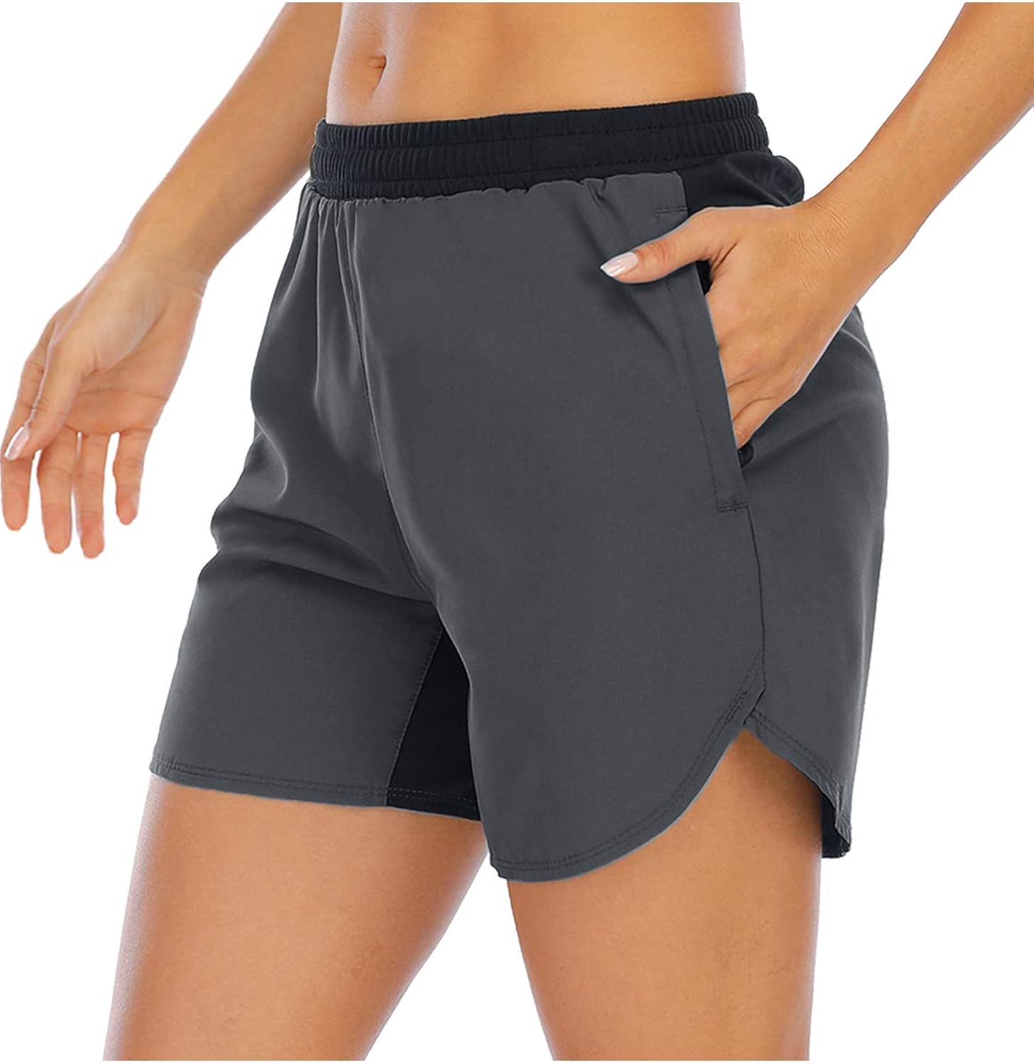 XIEERDUO Women's 5'' Workout Running Shorts with Mesh Liner Zipper Pockets Gym Training Quick Dry: Clothing