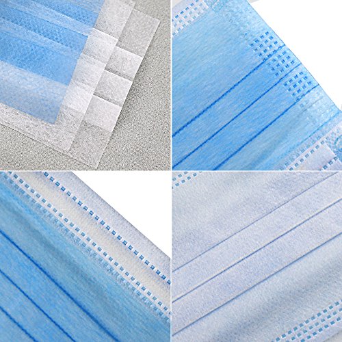 200 pcs Disposable Earloop Face MasksDental Surgical Medical for Allergy and Cough (Blue) - Thumbnail 5