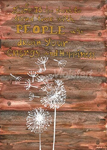 White Dandelions / INSPIRATIONAL quote / Original Watercolor Painting / wooden wall