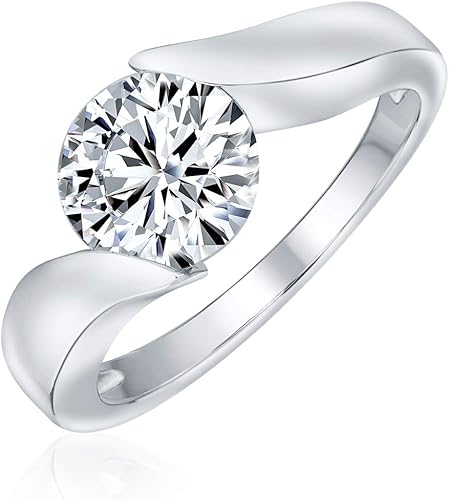 Amazon ブリングジュエリー Cz a シルバー925製 3カラット ラウンド ブリリアントカット バイアス 婚約指輪 サイズ9号 リング 通販