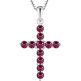 STARCHENIE Cross Necklace Sterling Silver Crucifix Pendant Gemstones Jewelry for Women