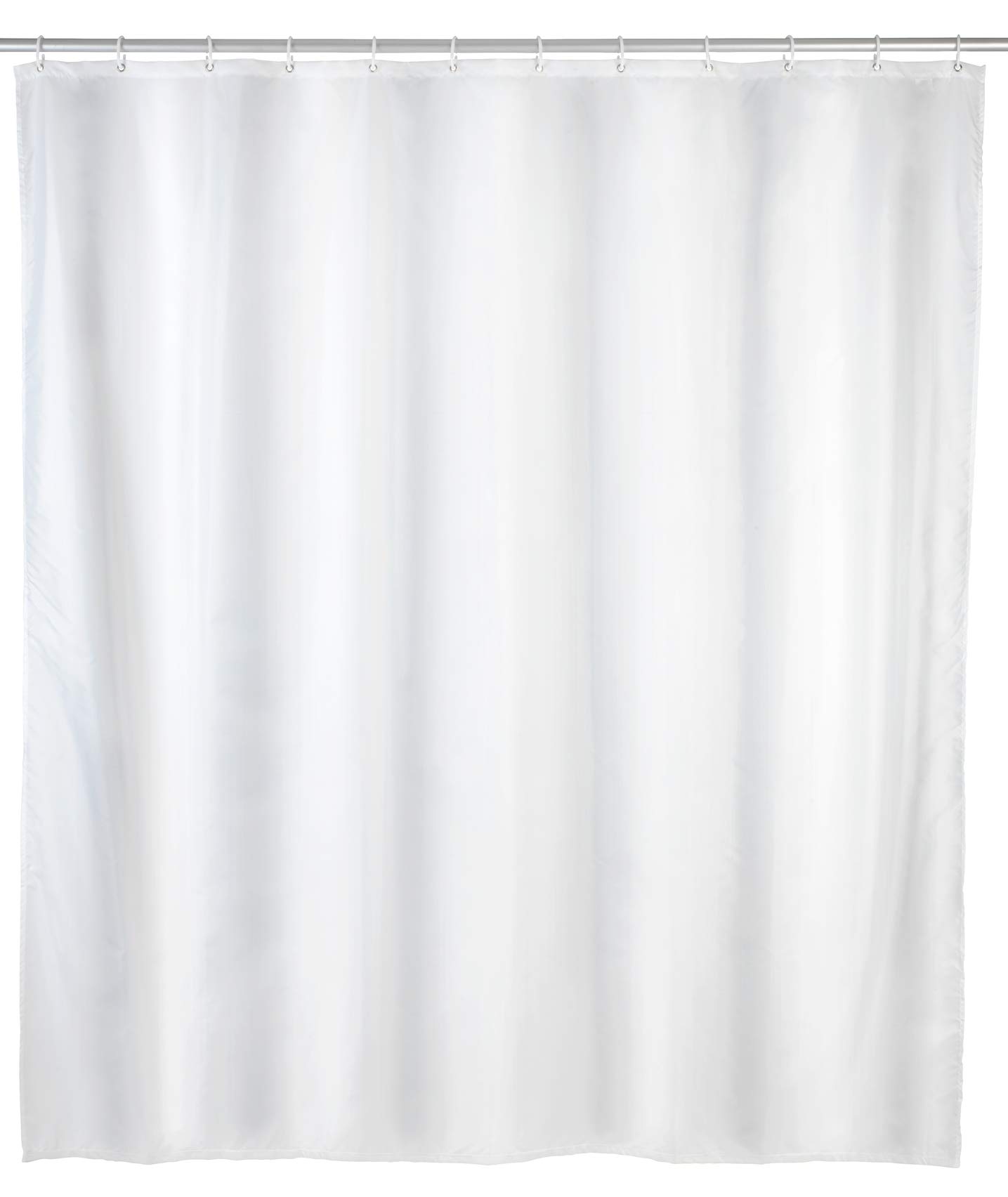 WENKO Allstar Zen Shower Curtain Made of Easy-Care, Eco-Friendly and Recyclable Plastic Film, Water-Repellent, Reinforced Perforated Strip with Rust-Proof Metal Eyelets, 120 x 200 cm, White