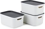 Rotho Jive Dekobox Set of 3 5l Lidded Storage Boxes White/Anthracite view 1