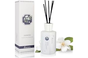 Aeviva Reed Diffuser Set, 6.76 fl oz Jasmine Scented Oil Diffuser, Home Fragrance with Reed Sticks for Bedroom, Office, Bathroom Shelf Decor & Gifts