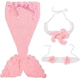 VALICLUD Kids Outfits Infant Clothing Newborn Baby Photography Prop Mermaid Outfit Knitted Crochet Costume Clothes Headband Bra Tail for Infant Boy Girl Newborn Costume Kids Clothing