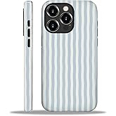 ilikediy for iPhone 16 Pro Max Case,HL2 Blue Stripes Hybrid 2 Layer Hard Shell Silicone Protective Pattern Design Case
