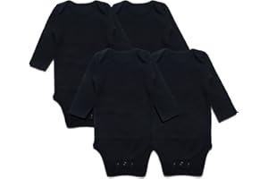 SOBOWO Unisex Baby Bodysuit Solid Infant Cotton Short Long Sleeve Black Onsies for Newborn Boy Girl 4 Pack