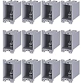 LEONLITE 12 Pack Old Work Electrical Outlet Box One Gang, Ultra-deep 20 Cubic Inch Device Box, PVC Electrical Junction Box for Switch, GFCI, Outlet Box for Home Improvement, ETL Listed, Gray