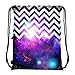 Meffort Inc Lightweight Drawstring Bag Sport Gym Sack Bag Backpack - Chevron Pattern Galaxy