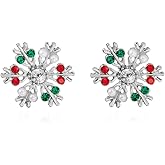 Christmas Earrings for Women Colorful Snowflake Earrings Sparkling Crystal Pearl Earring Hypollergenic Lightweight Earrings Xmas Festival Birthday Party Jewelry