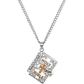 Kavfeeo Christian Bible Necklace for Men – Miniature Bible Pendant with Psalm 23 Engraving, Religious Jewelry, Faith Gift, Lord’s Prayer Necklace, Bible Charms