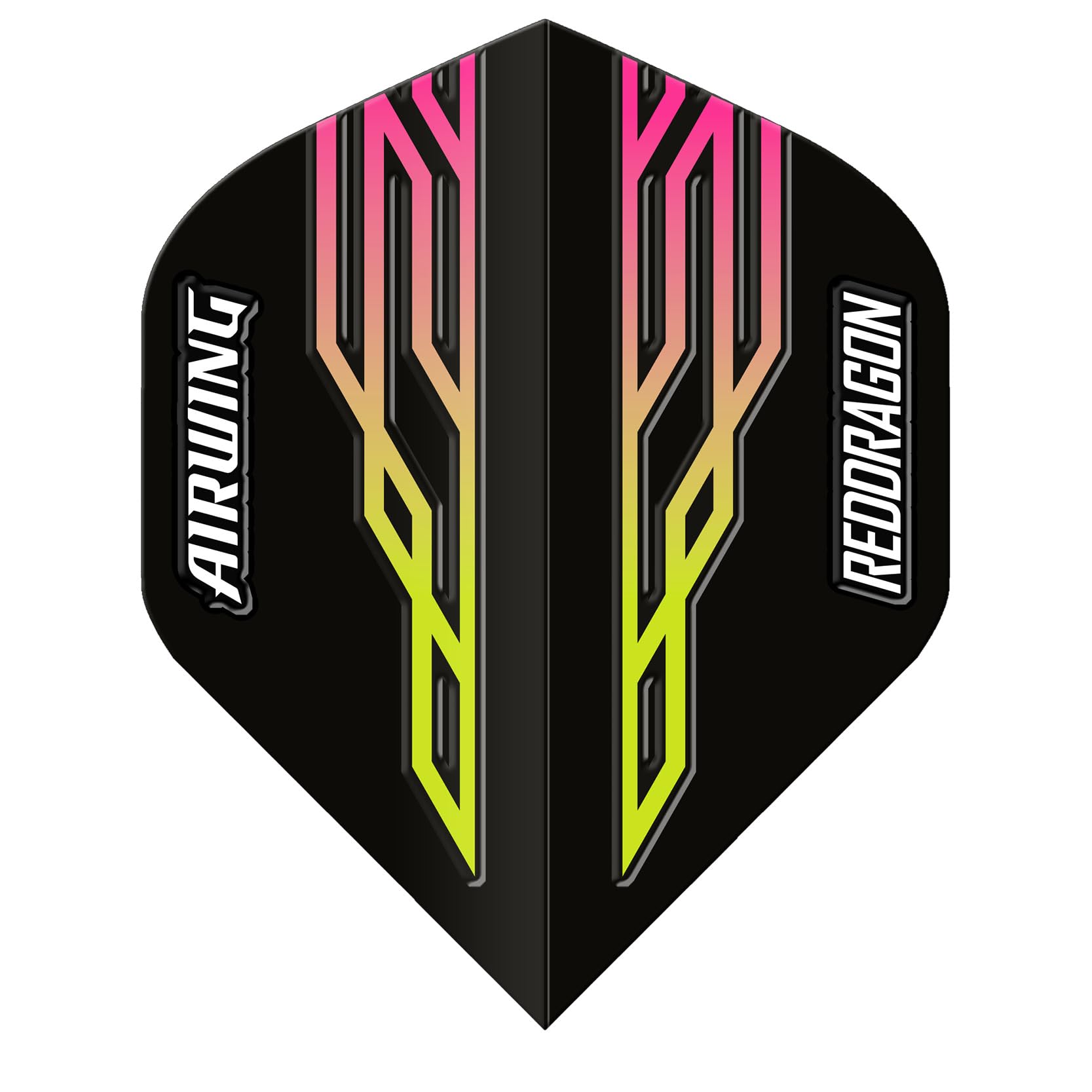 RED DRAGON Airwing Unique Moulded Black, Pink & Yellow Standard Dart Flights 1 Set Per Pack (3 Dart Flights in total)
