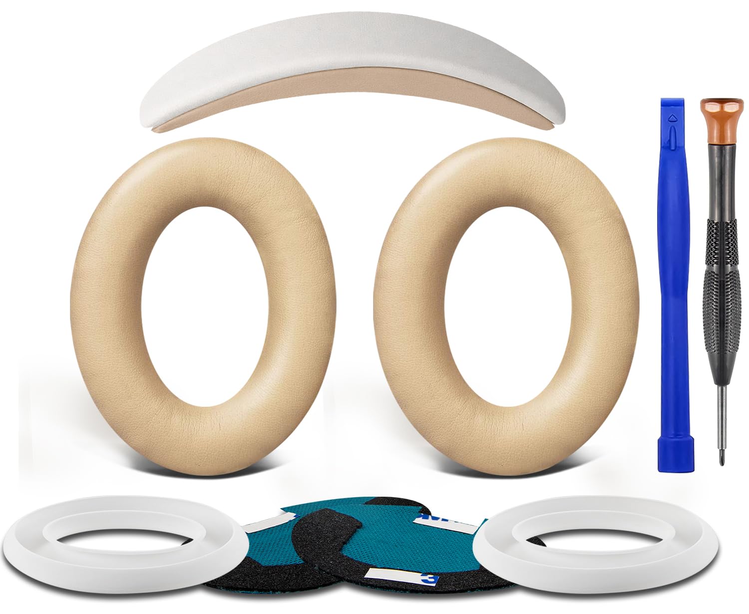 SOULWIT Replacement Kit for Bose QuietComfort 25 (QC25), Ear Pads Cushions + Headband + Earpads Cover - Beige