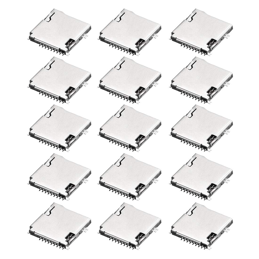 sourcing map Micro SD (TF) Card Socket Holder 9 Pin Spring Loaded for Mobile Phone 15pcs