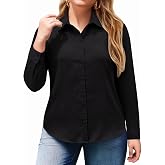siliteelon Plus Size Button Down Shirts for Women 4-Way Stretch Long Sleeve | Wrinke Free, Breathable Lightweight, Skin-Friengdly, Work Office Professional Dress Shirt, Business Casual Outfits