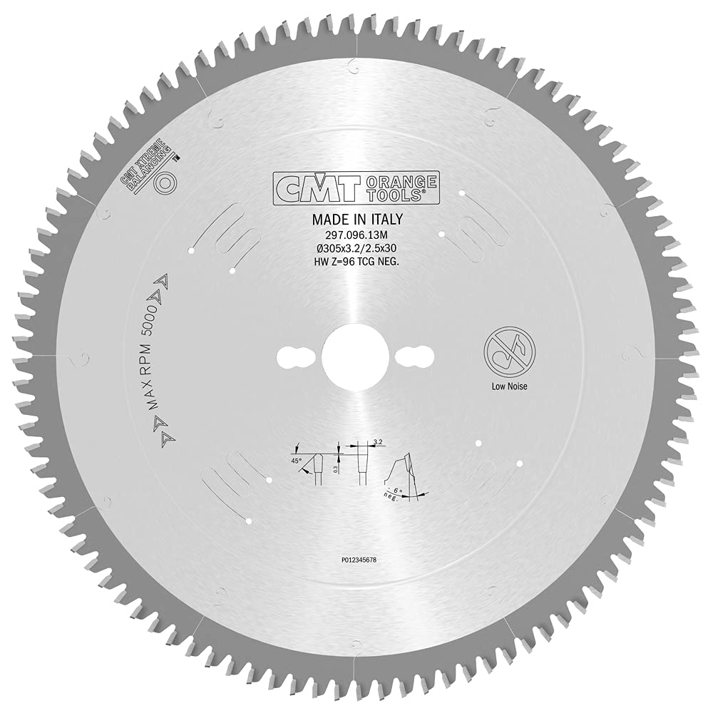 CMT 297.096.13M - Non-Metal/Laminate Saw Blade 305X3.2X30 Z96 Hwg (-6°)